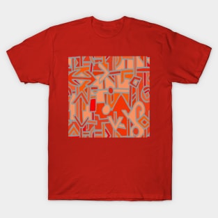 African Tribal BaKuba - Scarlet Red Orange T-Shirt